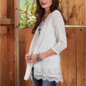 Back In The Saddle Lace Cardigan Top Nellie White Cottagecore Western Angelcore